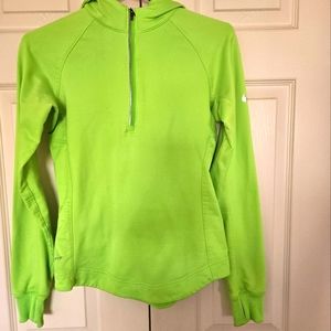 Nike dri-fit women's hooded top, bright neon color, size S